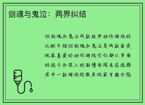 剑魂与鬼泣：两界纠结